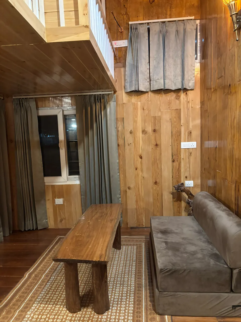 Sofa seating inside the cabin